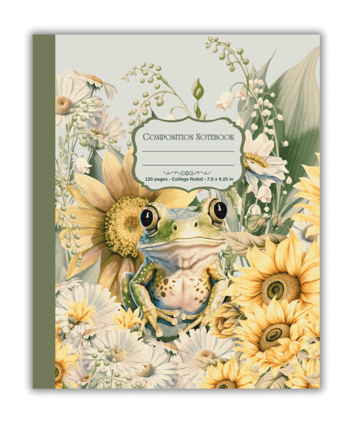 Frog and Sunflower Design Composition Book for Journaling | Mind Boost Books - Boost Brain Power with Puzzle Books & Journals