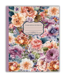 Lavishly illustrated Flowers Composition Notebook cover with a botanical floral design | Mind Boost Books - Boost Brain Power with Puzzle Books & Journals