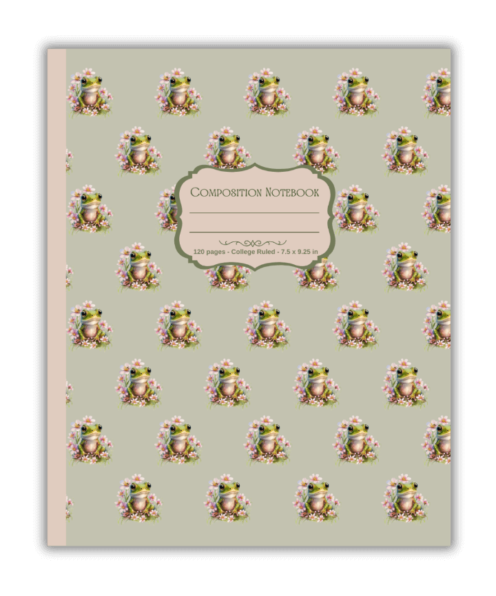 Whimsical Frog and Flower Composition Notebook - Cute Pattern for Creative Journaling | Mind Boost Books - Boost Brain Power with Puzzle Books & Journals