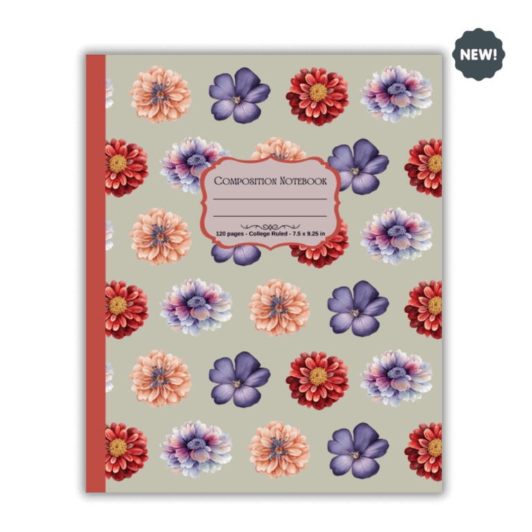 Flowers Composition Notebook: Cute Floral Pattern Botanical Illustration | Mind Boost Books - Boost Brain Power with Puzzle Books & Journals