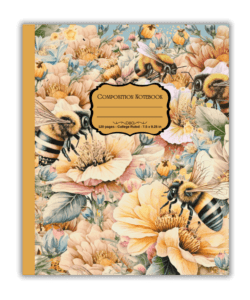 Bee and Floral Pattern Composition Book for Journaling | Mind Boost Books - Boost Brain Power with Puzzle Books & Journals