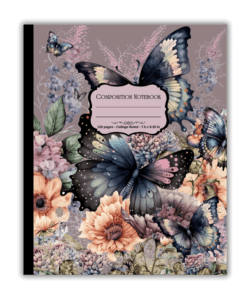 Elegant Butterfly Composition Notebook Black & Pink Botanical Illustration | Mind Boost Books - Boost Brain Power with Puzzle Books & Journals