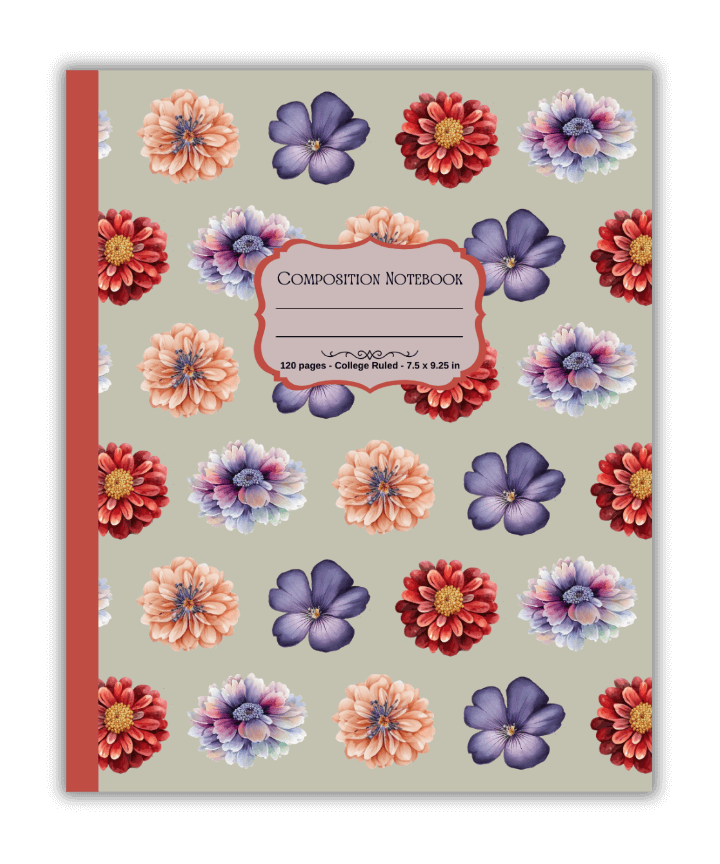 Colorful Floral Pattern Composition Book for Journaling | Mind Boost Books - Boost Brain Power with Puzzle Books & Journals