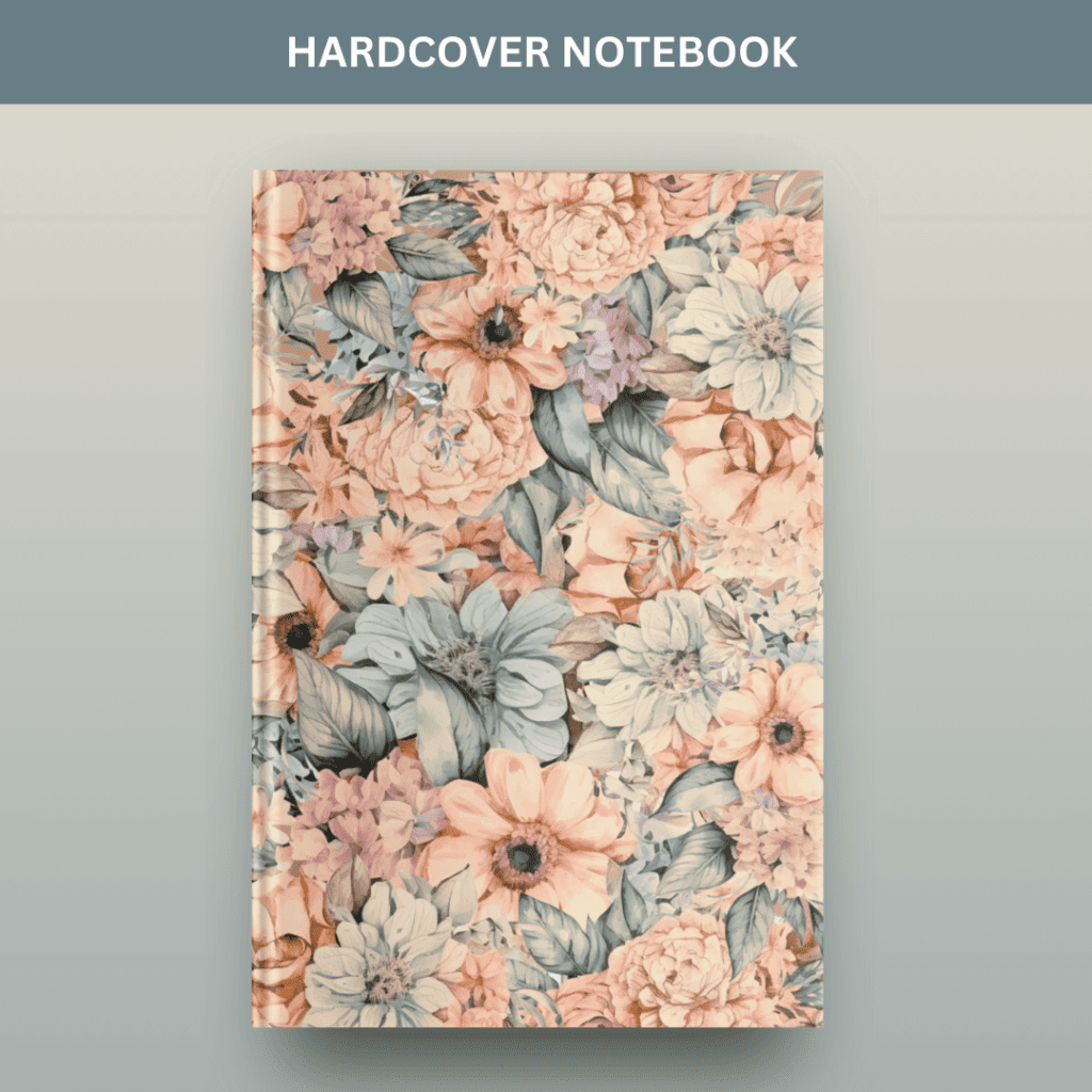 "Hardcover Notebook Floral Vintage Botanical Illustration" with a detailed and colorful array of vintage-style flowers. | Mind Boost Books - Boost Brain Power with Puzzle Books & Journals