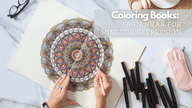 Hands coloring an intricate mandala design, showcasing the mindful expression offered by adult coloring books.