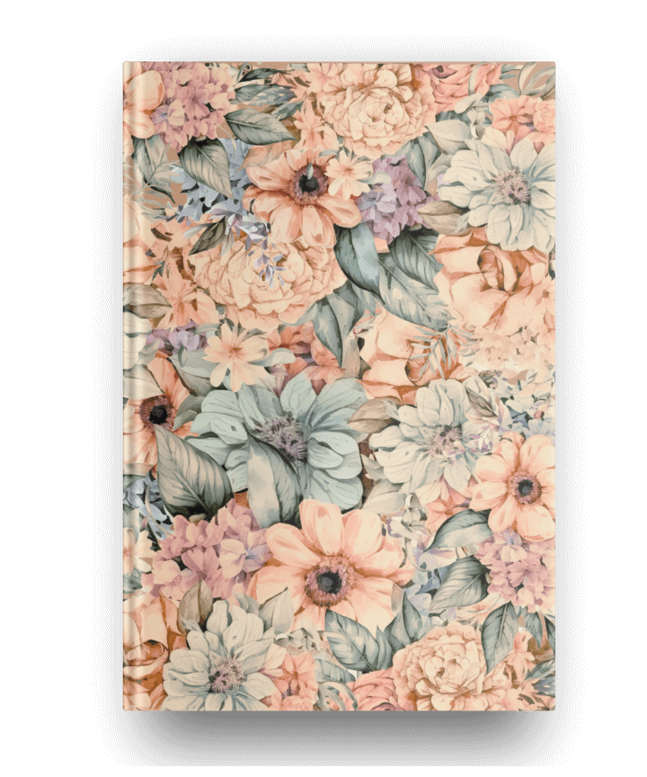 Floral hard-cover lined notebook for gratitude journaling