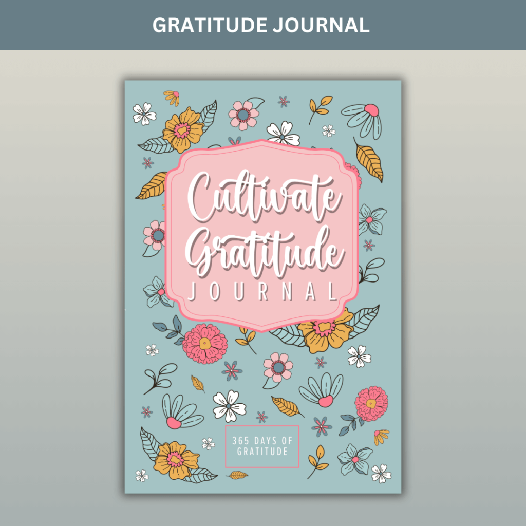 Cultivate Gratitude Journal cover with colorful floral illustrations and the tagline "Cultivate a Mindset of Gratitude." | Mind Boost Books - Boost Brain Power with Puzzle Books & Journals