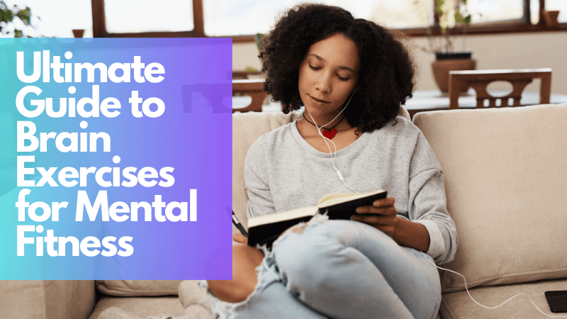 Woman journaling on a couch, highlighting the benefits of brain exercises for mental fitness