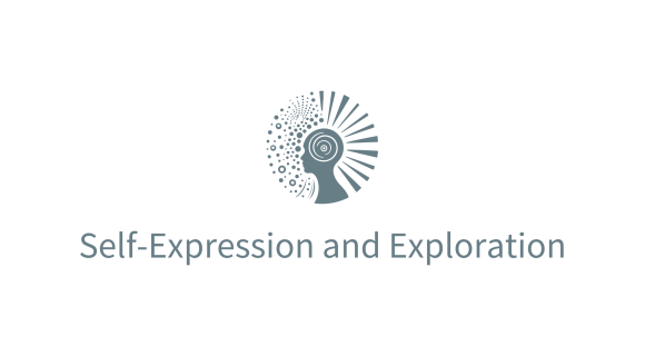 Self-Expression and Exploration graphic with artistic profile | Mind Boost Books - Boost Brain Power with Puzzle Books & Journals